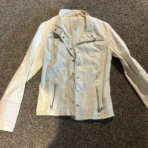 Guess White Leather Jacket Classic Tailored Design
